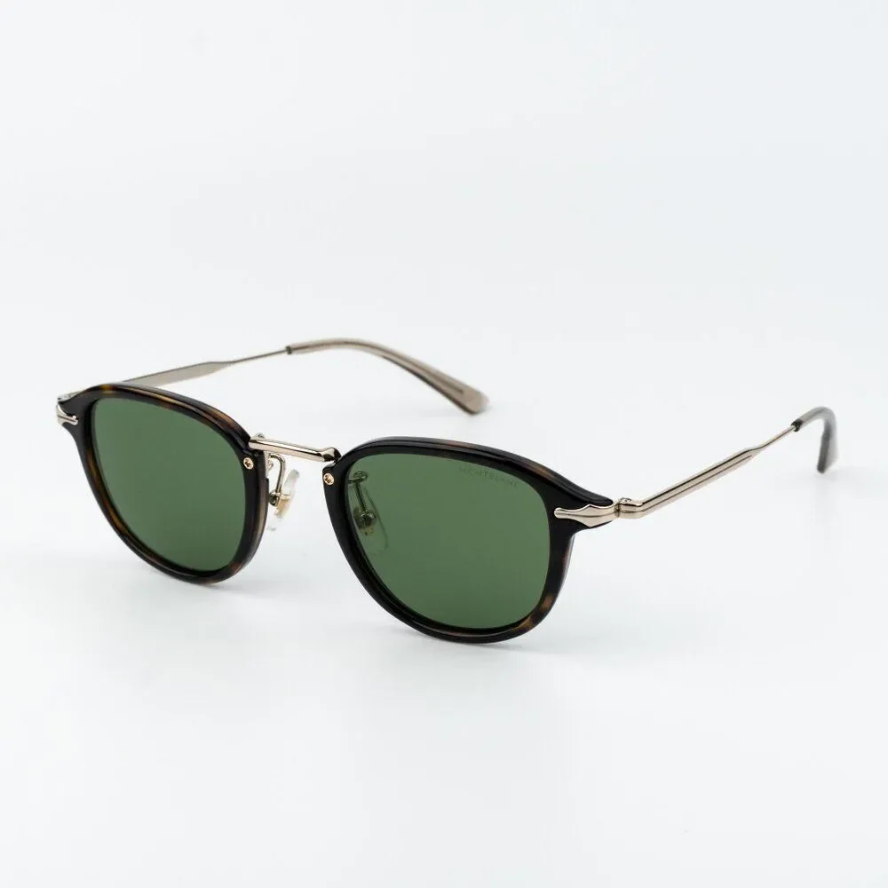 Montblanc Men Sunglasses Havana Gold Green Round MB0336S 002 NEW AUTHENTIC